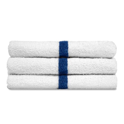 Centex Stripe Pool/Workout Towel, 86% Cotton/14% Polyester, 24X50, 10.5#, White/Blue